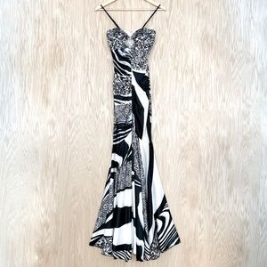 Cache Embellished Leopard Zebra Mermaid Prom Dress